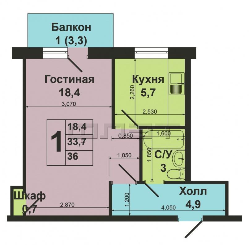 Хорошее предложение!!! В самом центре Советского района  продается 1 комнатная  квартира, в хорошем доме. Отличная,... - 6