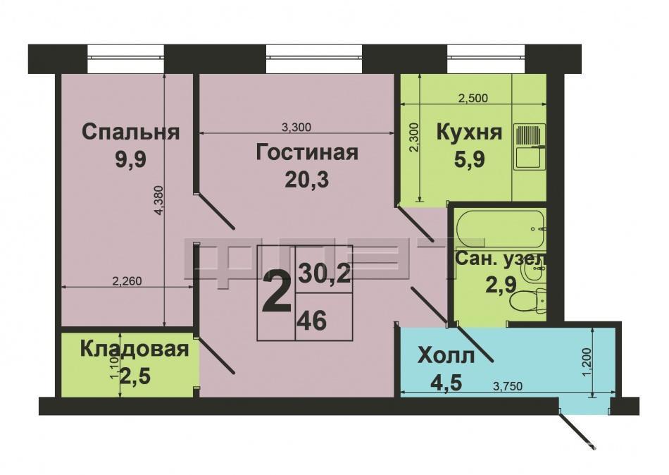 Отличное предложение! Ново  - Савиновский район, пр.Ибрагимова 13  продается 2 комнатная квартира 1/5 дома. Проект... - 8
