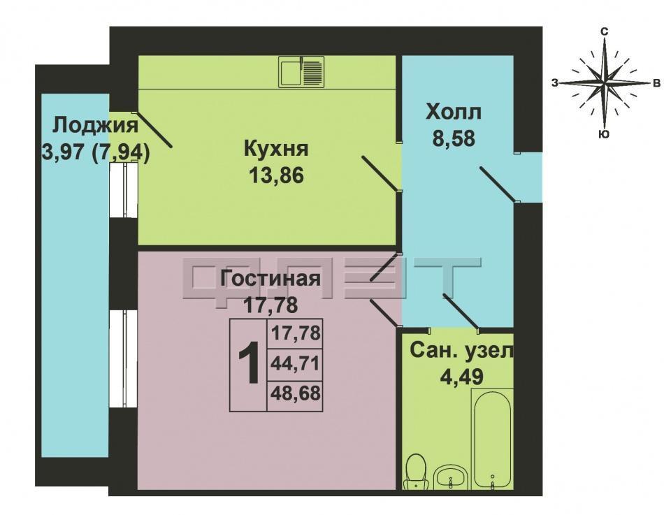 ЖК «Изумрудный город»,ул.Салиха Батыева д.13.  Продается отличная 1-комнатная квартира общей площадью 53  кв.м.... - 8