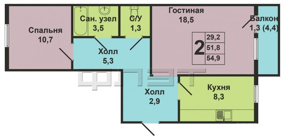 Казань, Советский район, Олонецкая, 4. Выставлена на продажу уютная, просторная 2-х комнатная квартира, расположенная... - 9