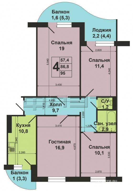 В центре Ново-Савиновского района прямо напротив элитной гимназии № 179 продается отличная четырехкомнатная квартира,... - 21