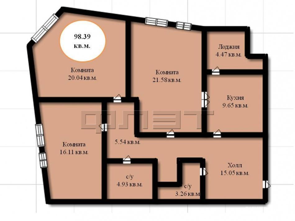 Продается трехкомнатная квартира площадью 98.39 / 57.73 / 9.65  кв.м. в ЖК 'Дом на Даурской'.  Это 25-ти этажный... - 8