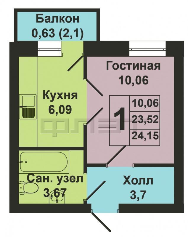 Продается однокомнатная квартира площадью 24.15 / 10.06 / 6.09 кв.м. в ЖК 'Царево Village' в прекрасном озелененном... - 13