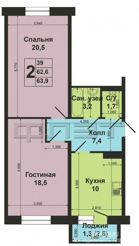 Казань, Советский район,  ул. 2-я Азинская, д. 1Д. Продается 2-х комнатная квартира на 1/10 эт. В надёжном кирпичном... - 11