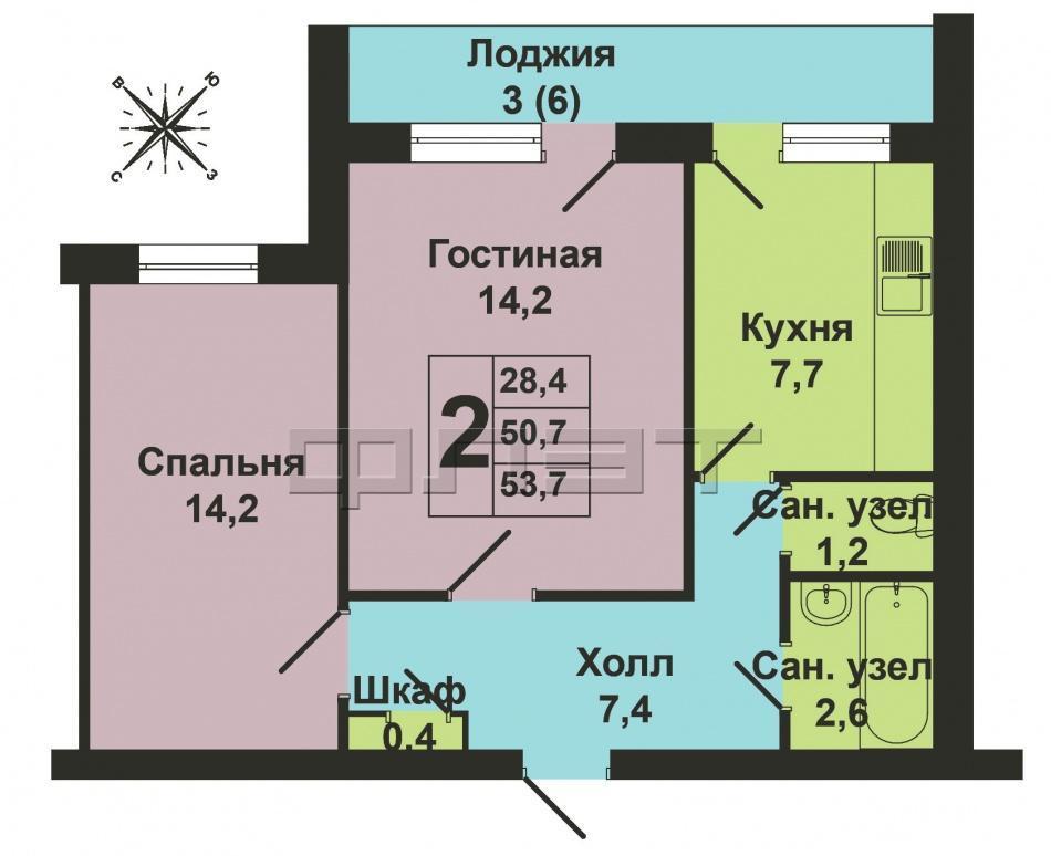 Продается 2-х комнатная квартира в самом центре Вахитовского района по улице Вишневского дом 49. В 2015 году был... - 18