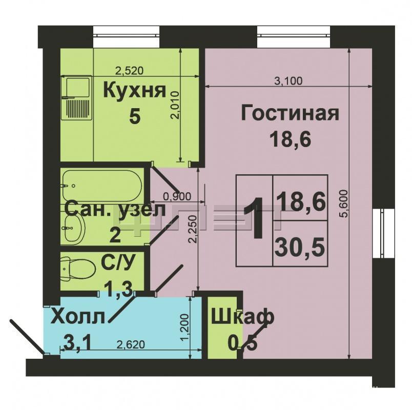Продается светлая, солнечная однокомнатная квартира в очень тихом, зеленом микрорайоне Кировского района города... - 6