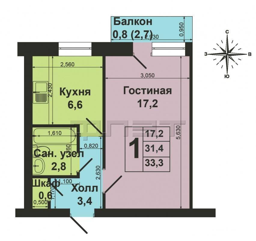 Зеленодольск, самый центр города, ул. Энгельса, д.23 Продается хорошая, светлая, теплая квартира на среднем этаже... - 11