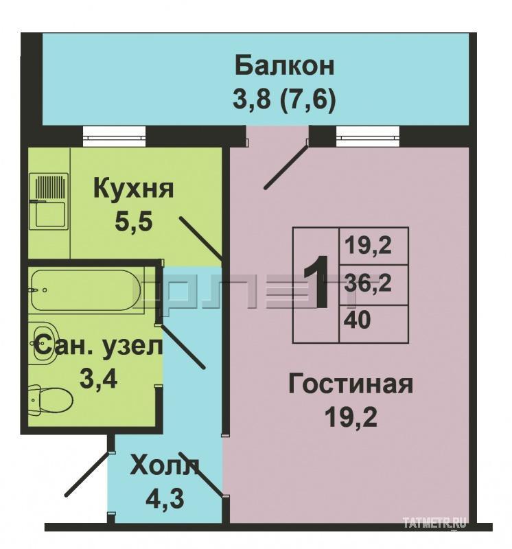 Зеленодольск, мирный, ул. Королева, д. 12.  Продается уютная однокомнатная квартира  ленинградского проекта с... - 11