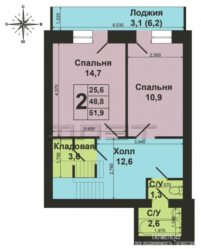 г. Зеленодольск, город, ул. Шустова, д.2. Продается отличная 3-комнатная 2-х уровневая квартира «улучшенной»... - 11