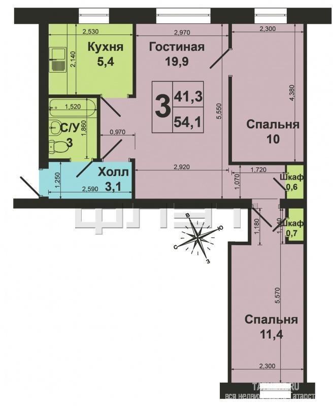 В Авиастроительном районе, рядом с метро «Авиастроительный» в кирпичном доме продается большая 3 комнатная  квартира,... - 7