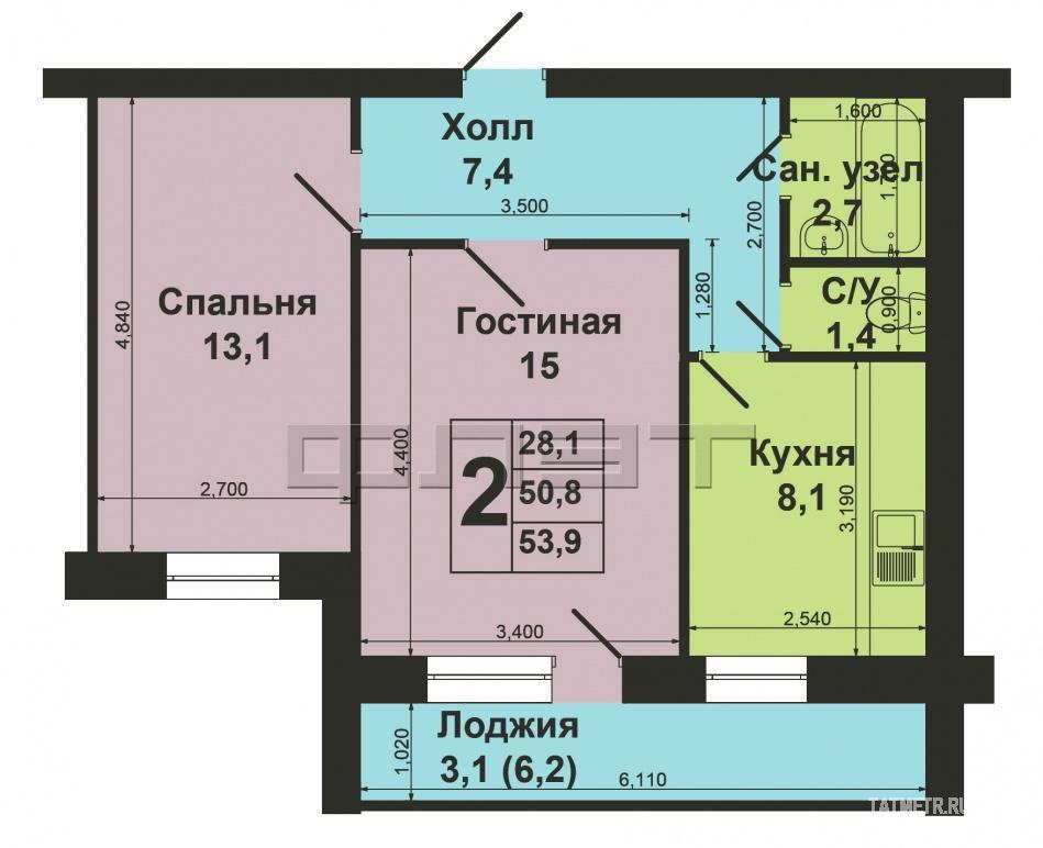 В Вахитовском районе г. Казань по улице Дачная дом 9 продается 2 комнатная квартира.  Дом располагается в микрорайоне... - 9