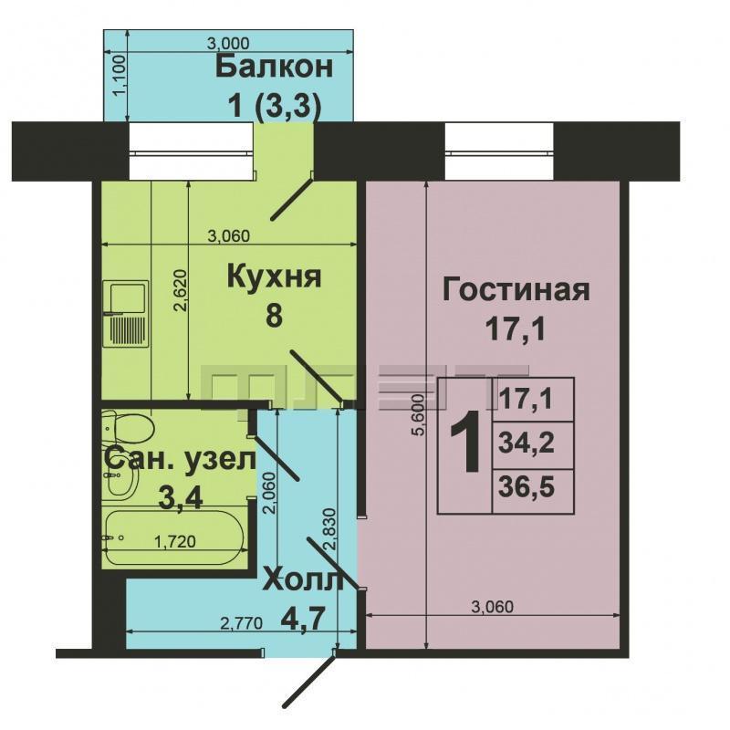 Ново-Савиновский район, ул. Меридианная, д.15. Продается отличная однокомнатная квартира на 6-м этаже общей площадью... - 5