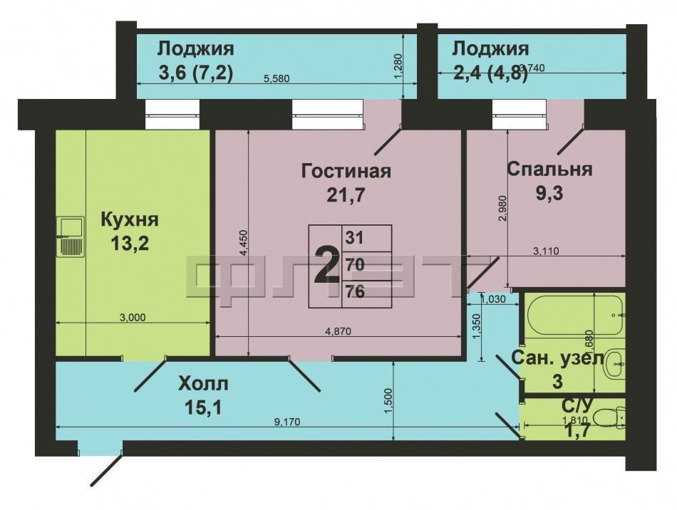 Продается 2-х комнатная квартира в Московском  районе по ул. Восстания,  д.107 на 5-м этаже четырнадцатиэтажного... - 8