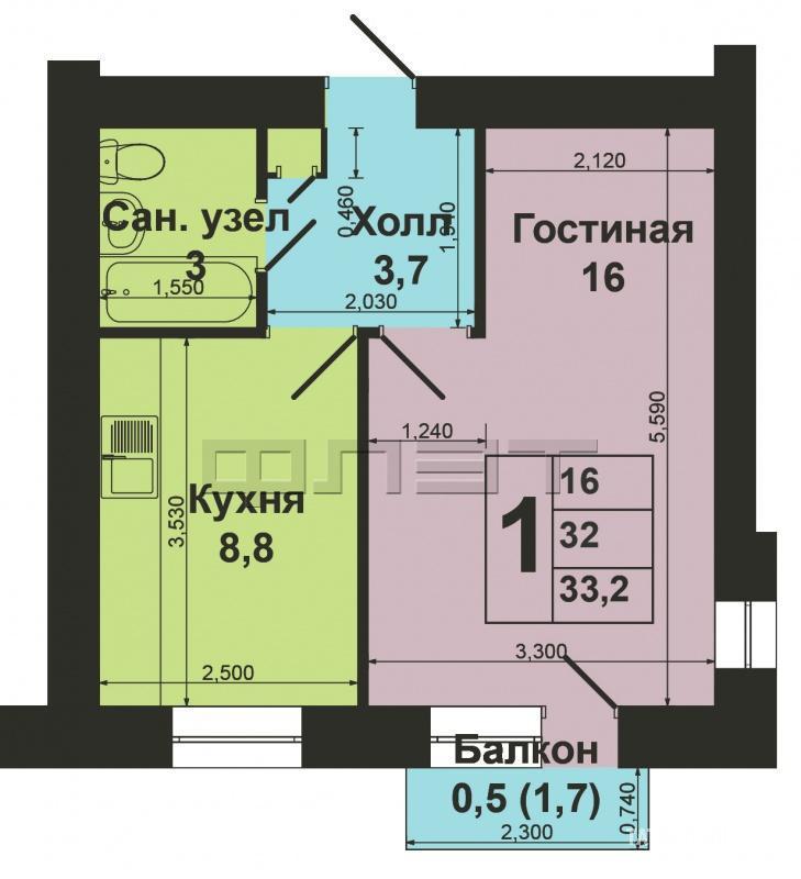 Советский район, улица Зорге, д.1. Продается большая однокомнатная квартира в престижном доме московского проекта на... - 14