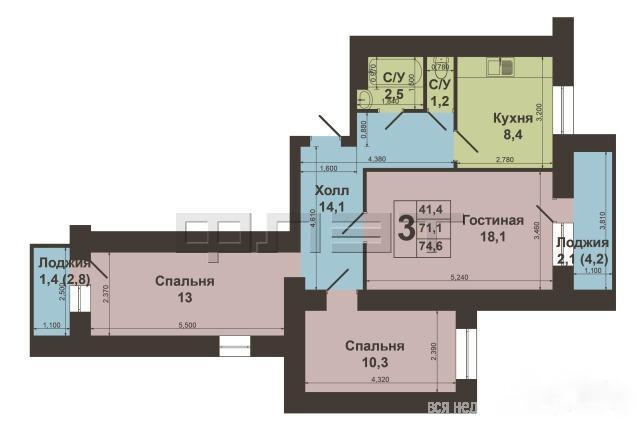 В самом динамично развивающемся Ново-Савиновском районе  продается 3-х комнатная квартира в кирпичном доме 2012 года... - 10