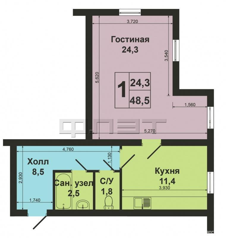 В загородном ЖК «СВЕТЛЫЙ» (Куюки ) предлагаем на продажу 1-комнатную квартиру площадью 49 кв.метров с современным... - 14