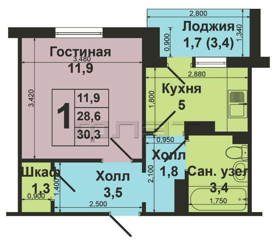 В динамично-развивающемся районе Казани продается чистая и уютная 1-квартира по адресу ул.Сахарова, д.17 общей... - 9