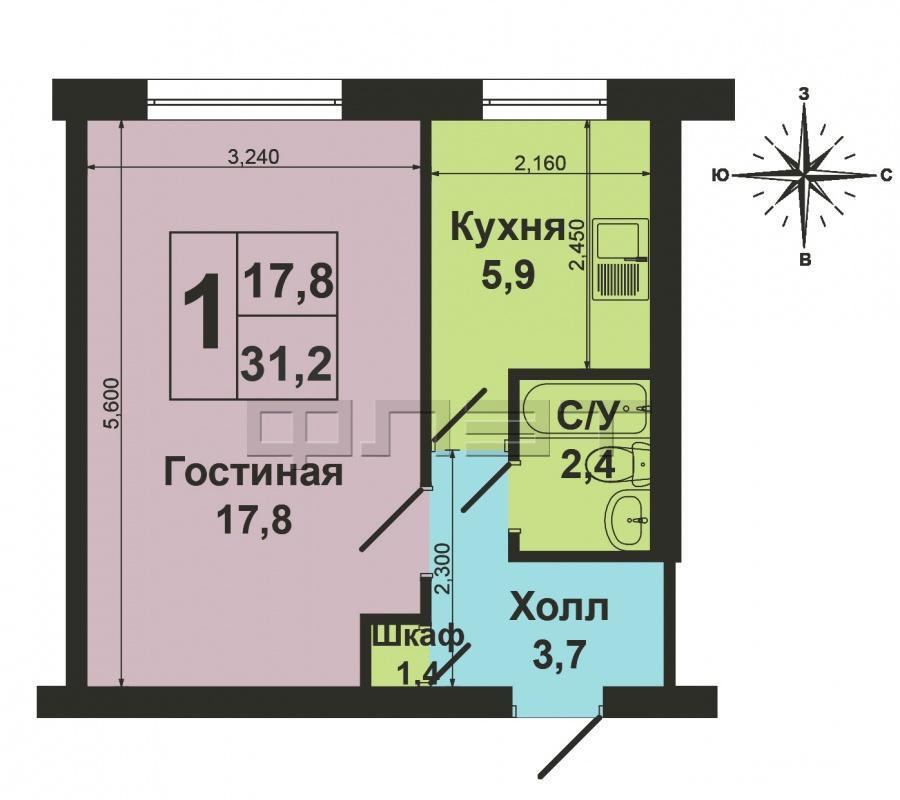 Зеленодольск, город, ул.К.Маркса, д.51. Продается 1-комнатная квартира 31,2 кв.м в самом центре города. Квартира... - 7