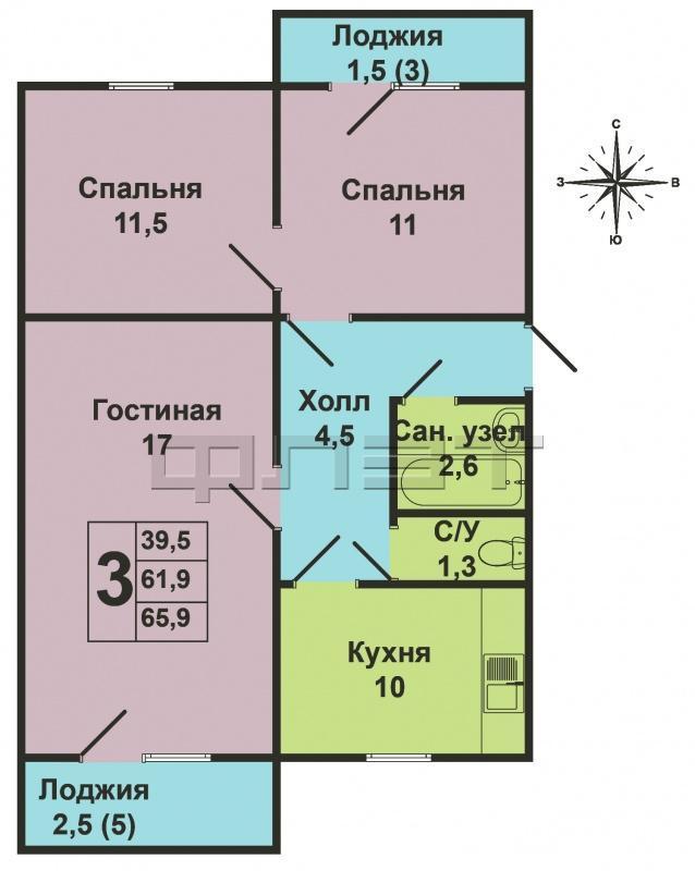 Зеленодольск, мирный, ул. Комарова, д.24. Продается 3-комнатная квартира на 5 этаже 6-этажного кирпичного дома.... - 10