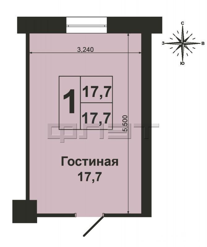 Зеленодольск, город, ул. Татарстан, д.23. Продается комната в общежитие - 18 кв.м на 3 этаже 4-этажного здания, с ч/у... - 5