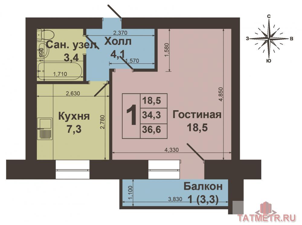 Советский район, ул. Шуртыгина, д. 22. Срочно продам 1-но комнатную квартиру  на 3-м этаже/5-ти этажного кирпичного... - 8