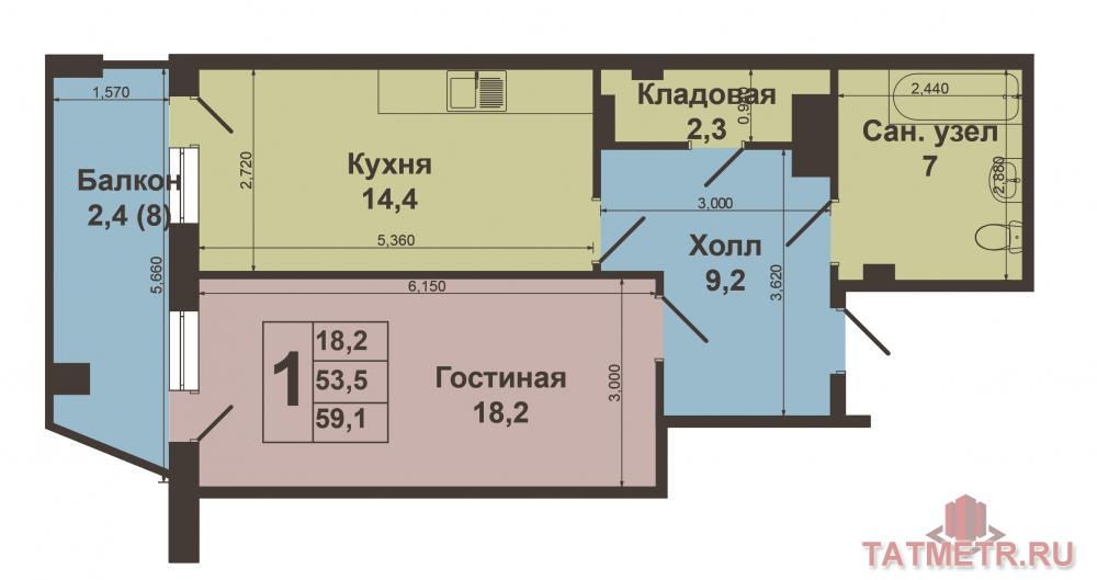 Продается шикарная однокомнатная квартира в Советском  районе. Жилой комплекс «Ладья», улица Аделя Кутуя 110.... - 20