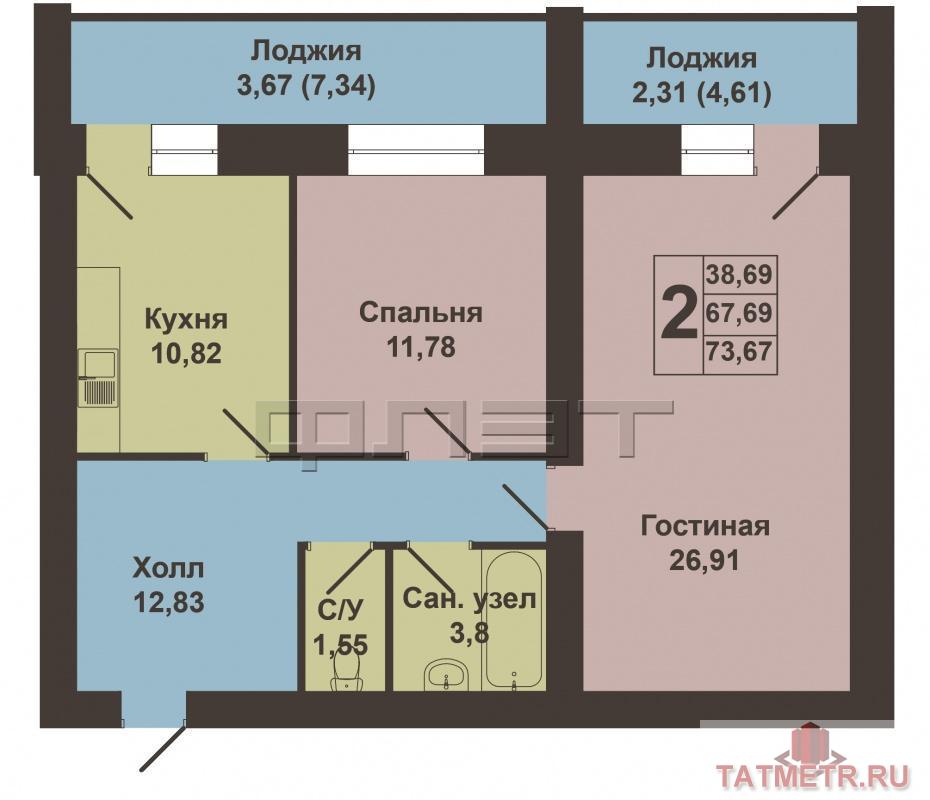 2х комнатная квартира в  кирпичном доме по ул. Лаврентьева, 11. Продается новая двухкомнатная квартира улучшенной... - 3