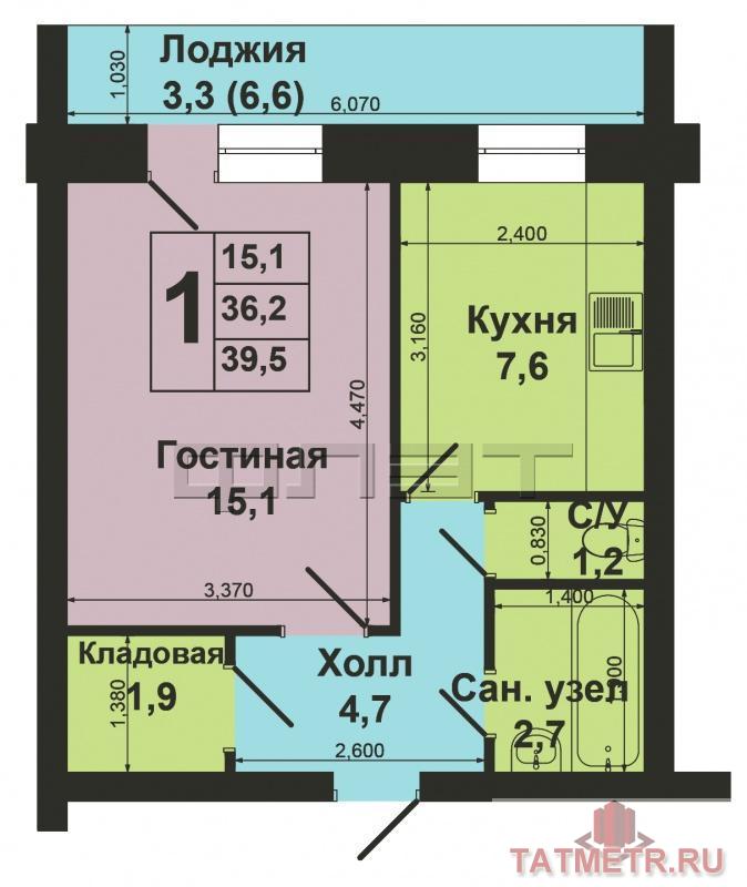 Московский  район, ул.Блюхера, д.4 - предлагаем Вашему вниманию отличную 1к квартиру в кирпичном доме. Отличная... - 8