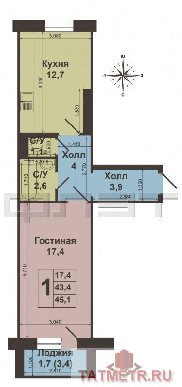 Советский район, Минская 55. Продается однокомнатная улучшенка в кирпичном доме 2011 года постройки. Площадь квартиры... - 11