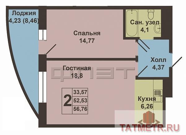 Продается двухкомнатная квартира площадью  52.53  кв.м. в ЖК 'Столичный' в Ново-Савиновском районе. ЖК «Столичный» -... - 9