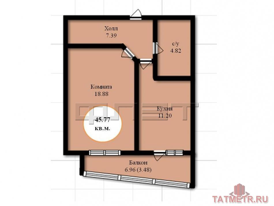 Продается однокомнатная квартира площадью 45.77 / 18.88 / 11.20 кв.м. в ЖК 'Три Богатыря'. Комплекс состоит из трех... - 5