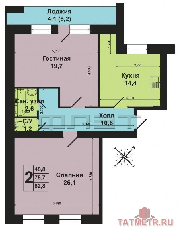 Продается 2-х комнатная квартира на 2/10 эт. в кирпичном доме площадью 78, 7/45, 8/14, 4 кв.м., комнаты распашонки. В... - 9