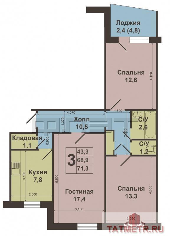Продается 3 х комнатная квартира  в Ново-Савиновском  районе по ул. ПР.Ямашева 54 корпус 1 . Квартира светлая ,уютная... - 14