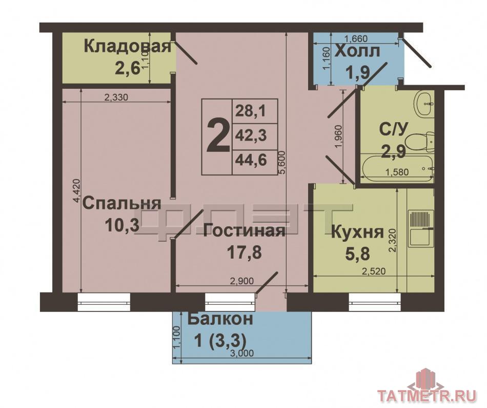 Советский район, Сибирский тракт 32. Продаётся 2-х комнатная квартира на 4/5 этажного кирпичного дома. Хорошее... - 2