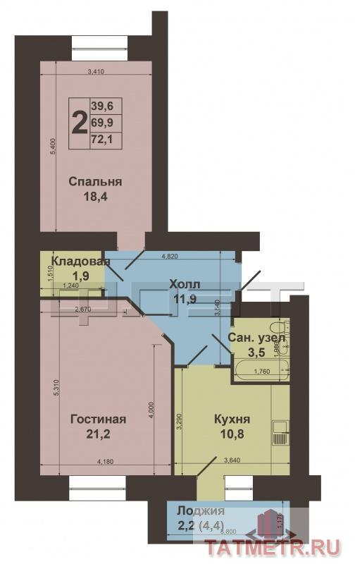 Продается отличная 2-комнатная квартира по ул.Ягодинская дом 25. Монолитно-кирпичный дом 2012 года постройки... - 9