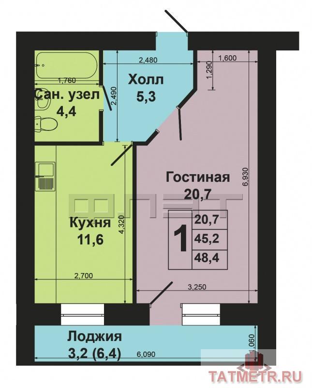 На границе Кировского и Московского районов на улице Фрунзе д.1 б, продается просторная однокомнатная квартира с... - 13