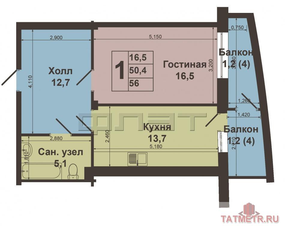 Комфортная однокомнатная квартира  50,4 кв.м  на 4-м этаже девятнадцатиэтажного дома по адресу Сибирский Тракт,... - 11