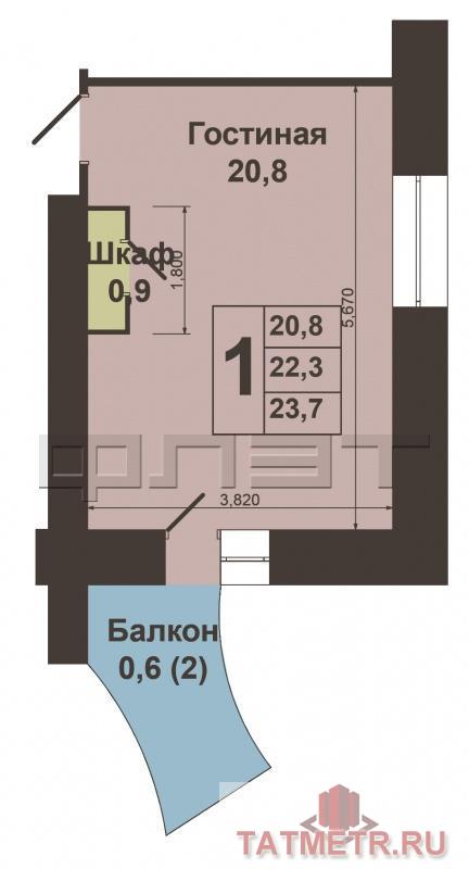 Просторная комнатная  с балконом 21,7 кв.м. на 4-м этаже 5-ти этажного дома по адресу  ул. Эсперанто, д.35, корп.1 с... - 7