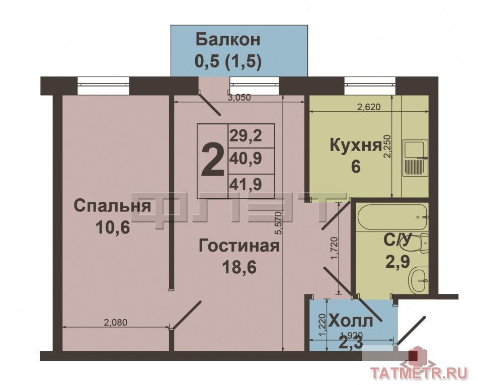 В кирпичном доме на 4 этаже 5- этажного дома продается уютная и комфортная квартира общей площадью 42 кв.м, жилая 30... - 9