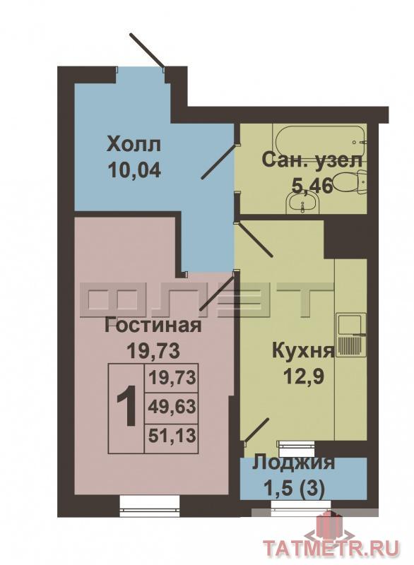 Продается 1-комнатная квартира с качественной предчистовой отделкой в современном ЖК Оазис-2 по улице Кул Гали. Дом... - 3