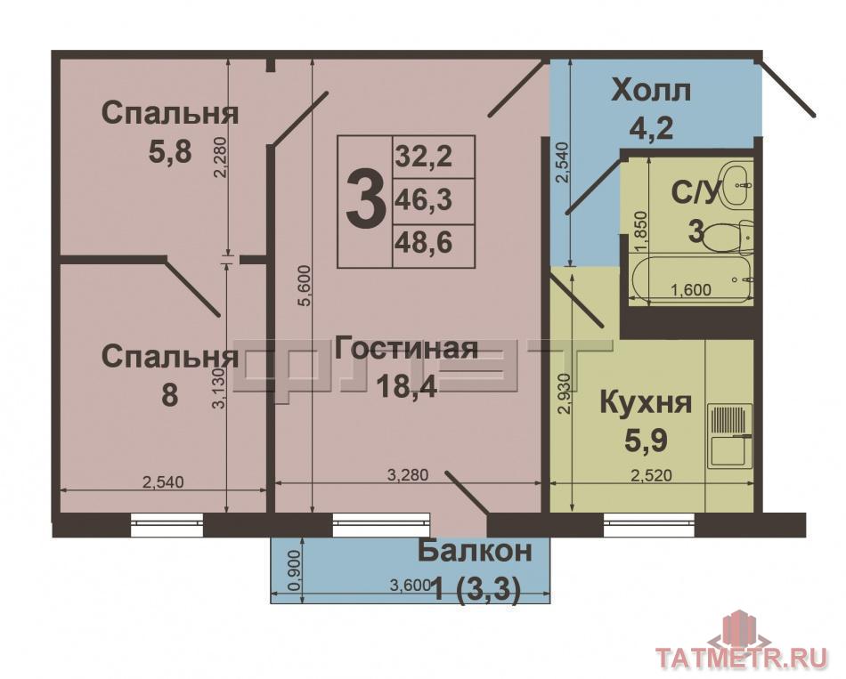 Советский район, ул. Рихарда Зорге, 8. Продается 2х комнатная квартира в пешей доступности от метро со своим... - 5
