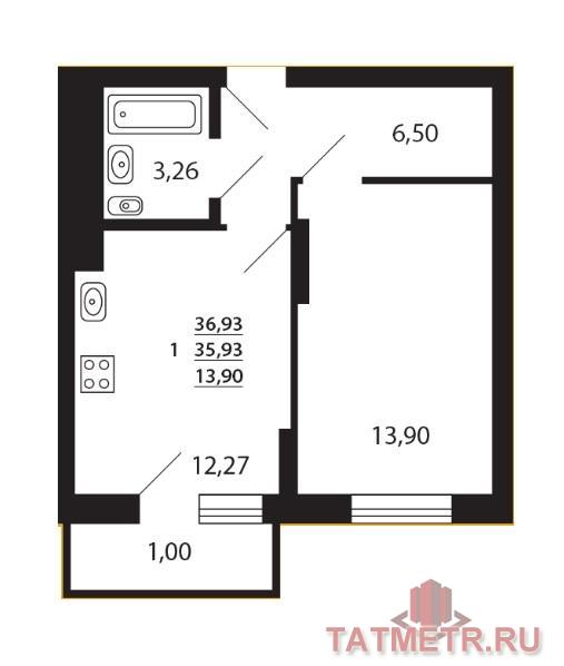 Продается 1 комнатная квартира 36 кв.м в новом ЖК ' Сказочный лес' (Приволжский район) , дом 1.1. (Кипарис). 5 этаж...