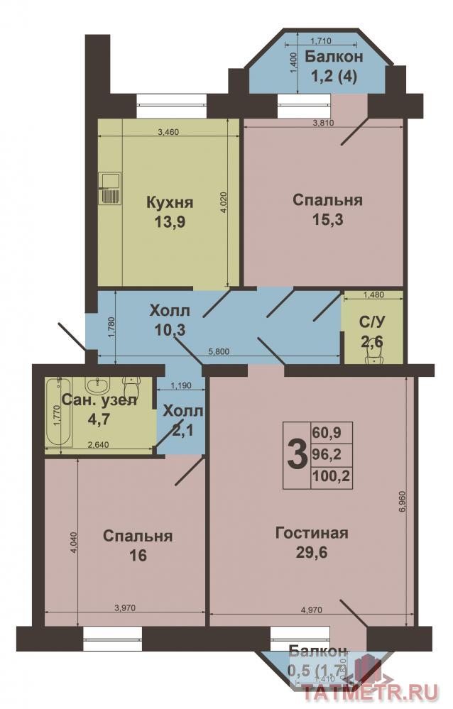Вахитовский район, ул. Островского, д. 86. Продается великолепная  3-комнатная квартира  в самом центре Казани, возле... - 9