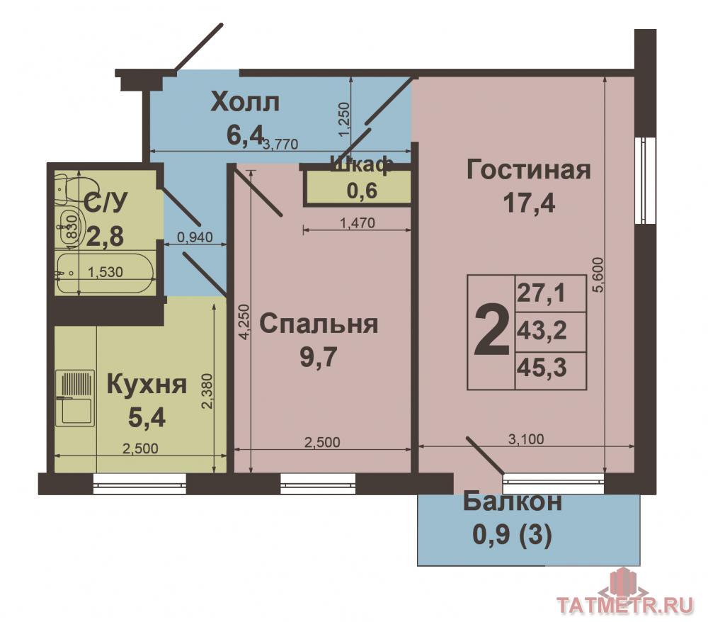 Продаю двухкомнатную квартиру с изолированными комнатами  по адресу ул. Космонавтов д.8, расположенную на 4 этаже 5... - 10