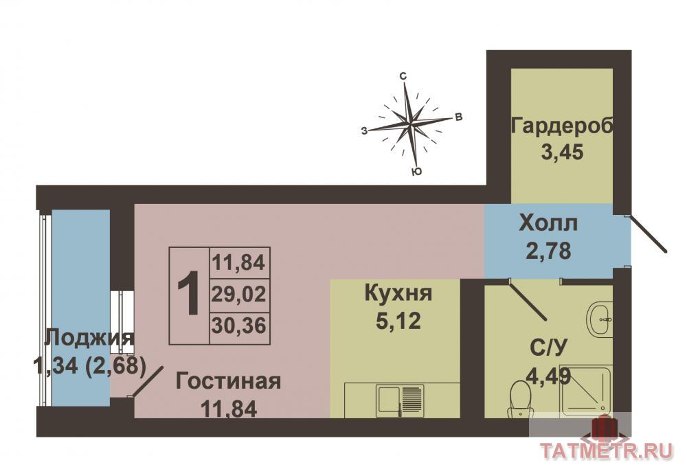 Продается однокомнатная квартира-студия площадью 28.37 кв.м. в ЖК 'Легенда' рядом со станцией метро 'Аметьево'.... - 8