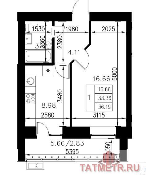 Продается однокомнатная квартира площадью 36.19 / 16.66 / 8.98 кв.м. в уникальном жилом комплексе 'Весна'. Выгодные... - 8
