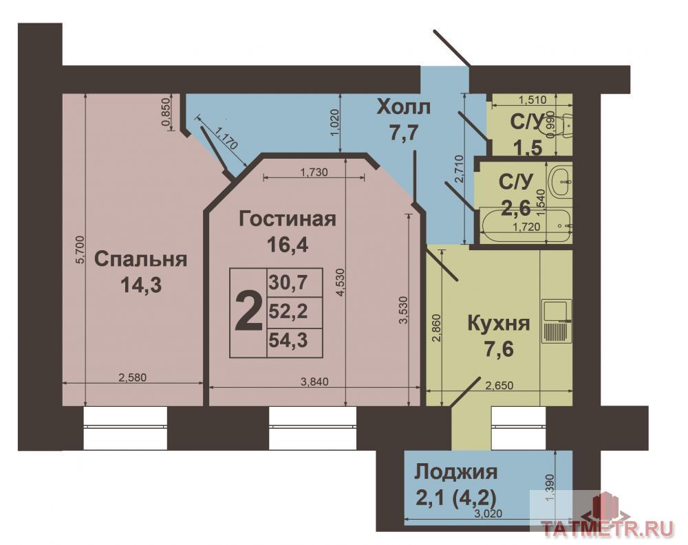 Советский район, ул. Журналистов, 14. Выставлена на продажу 2К квартира в кирпичном доме 2014 года постройки. В... - 10