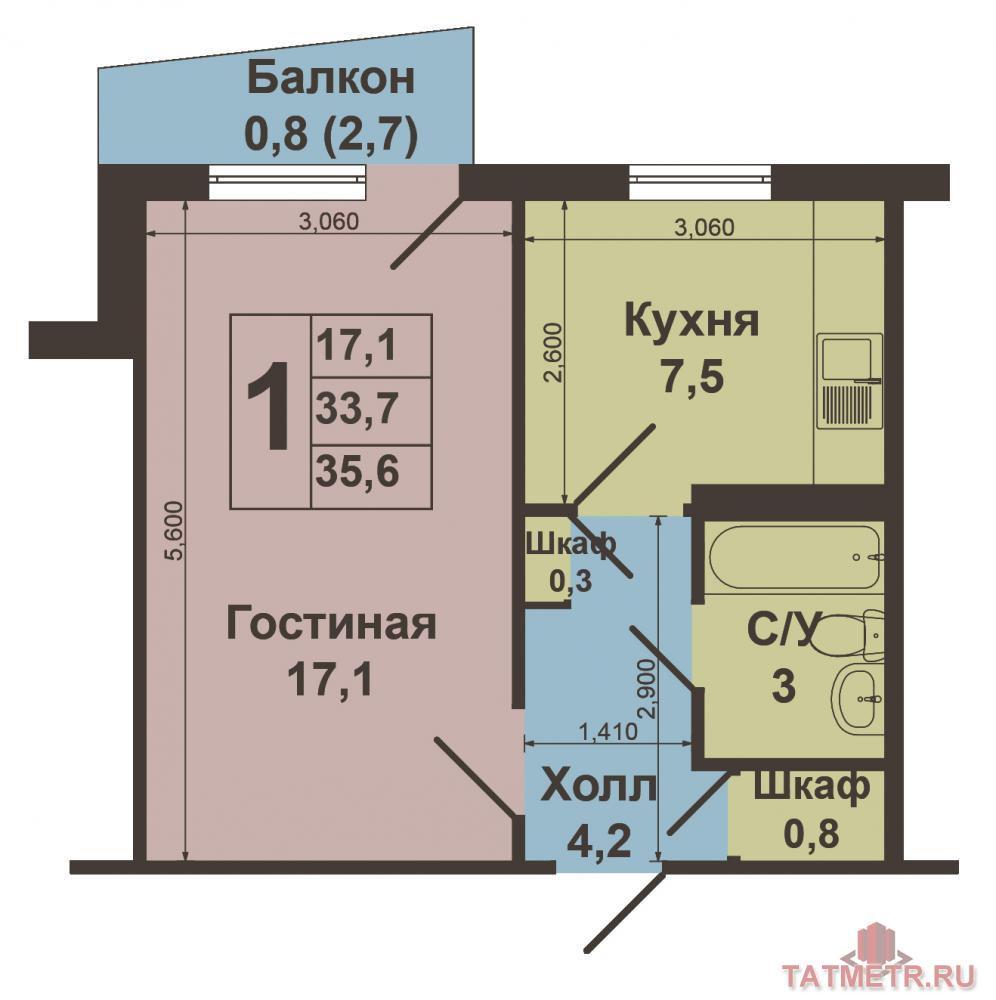 Ново-Савиновский район, ул. Адоратского, д.47. Представляем к продаже отличную, тёплую однокомнатную  квартиру на 5... - 11