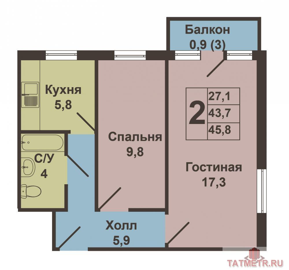 Кировский район, ул.Чкалова д.9. Продается светлая и уютная двухкомнатная квартира. В квартире установлены... - 9