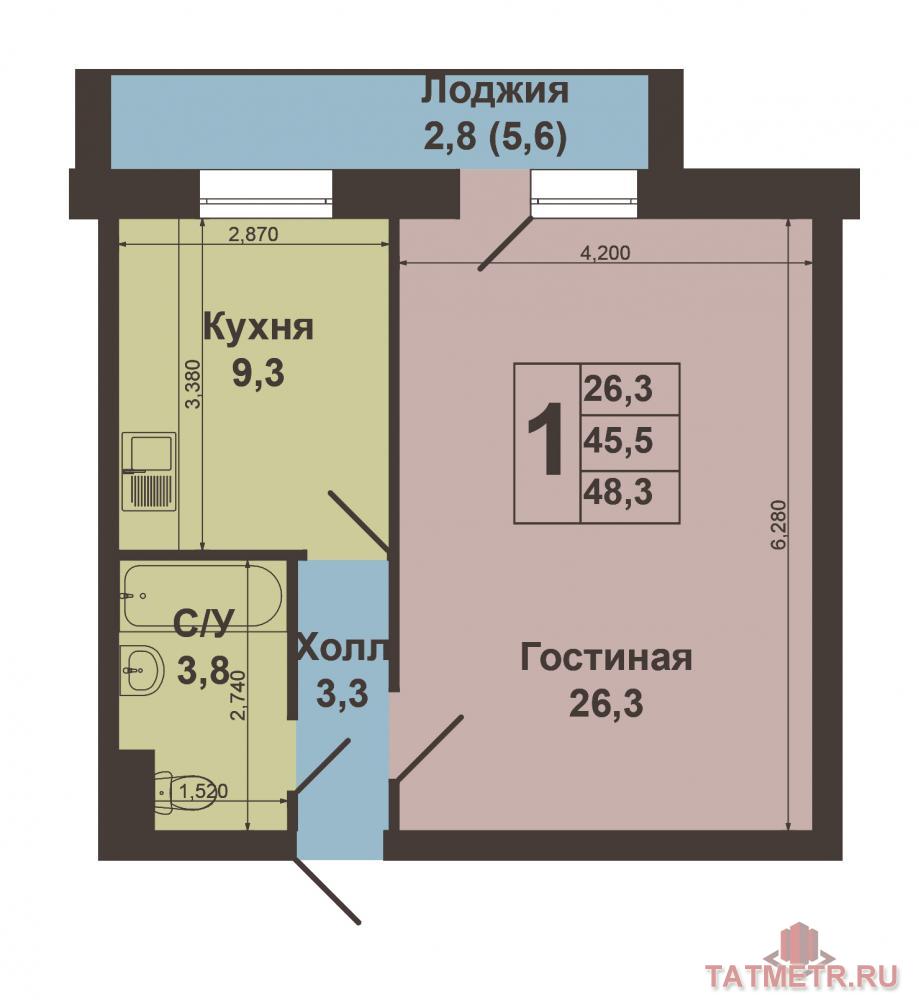 Продается шикарная 1- комнатная квартира в Советском районе по ул.Академика Губкина,д.37А на 4-м этаже десятиэтажного... - 5